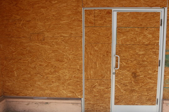 plywood texture with door for abandoned building setting