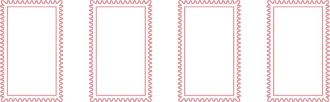 Frame set, wavy edge border shapes with curvy squiggly doodle lines for stickers templates promotional materials and social media graphics.
