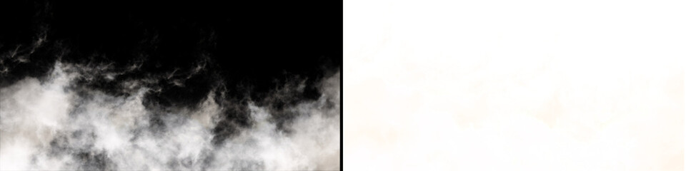 Fototapeta premium White smoke or fog isolated on black background and on transparent background alpha channel footage for VFX and motion graphics.