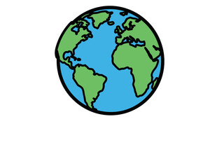 Fototapeta premium Simple Hand-Drawn Earth Globe Illustration with Continents and Oceans.