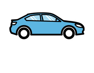 Naklejka premium Blue car illustration in a simple and clean style.
