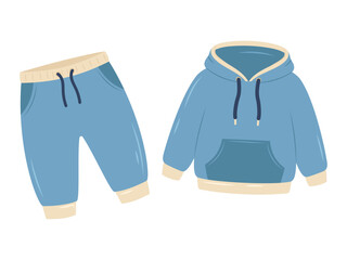 Kids Tracksuit Clipart — Children Hoodie and Sweatpants Sportswear Set in Blue © Elena 83