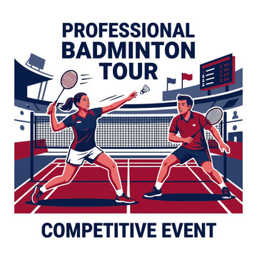 Professional Badminton Tour Competitive Event Featuring Two Athletes On Court