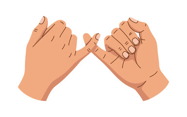Wektorowa ilustracja dwóch dłoni złączonych małymi palcami – gest obietnicy i przyjaźni (pinky promise) © Monika