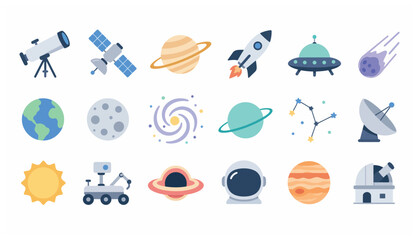 Space icons and symbols. © miegelaz