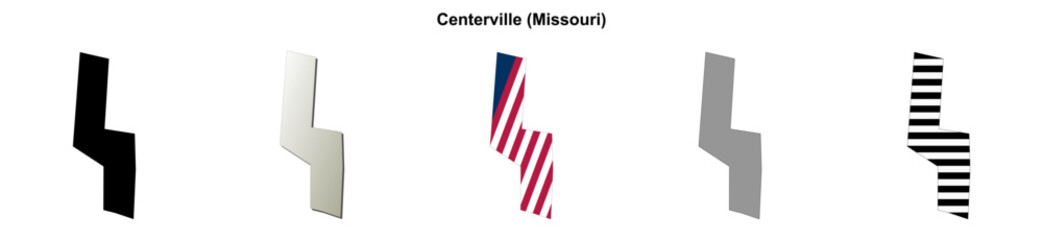 Obraz premium Centerville (Missouri) blank outline map set