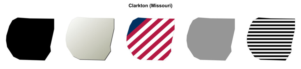 Fototapeta premium Clarkton (Missouri) blank outline map set
