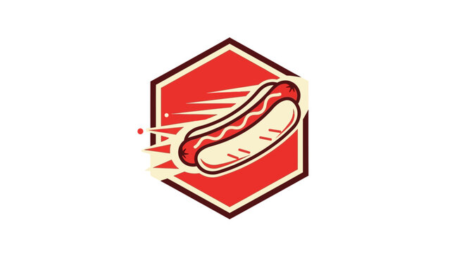 Speedy Hotdog Icon Design, A Vibrant Emblem Promoting Fast Food Products