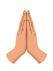 Wektorowa ilustracja złożonych dłoni – gest modlitwy, wdzięczności, medytacji lub powitania namaste © Monika