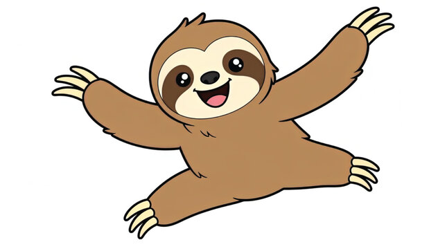 Smiling Sloth in Mid Air Motion.