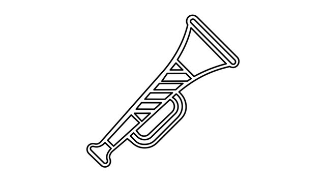 Vector illustration of a vuvuzela horn line icon capturing the buzzing fan instrument synonymous with African soccer culture in clean thin line art.