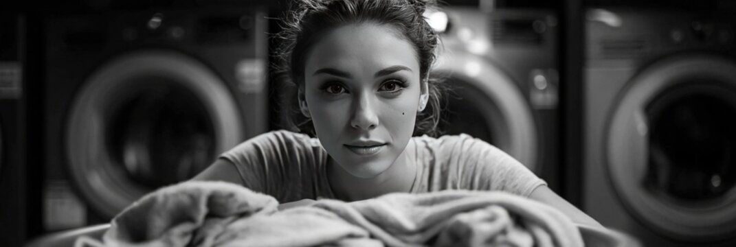 Photo of woman folding laundry