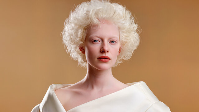 Elegant Portrait Of Beautiful African American Woman With Albinism