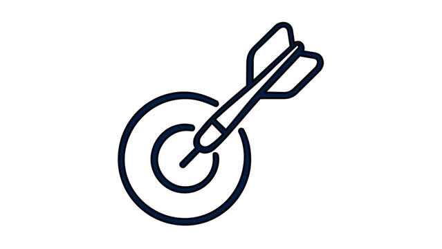 Vector illustration of a target with dart line icon evoking competitive accuracy themes, suitable for dart league branding, shooting range apps, and goal-oriented sports platforms.