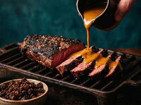 Smoked Scotch Beef Hanger Steak with Rich Whisky Cream Sauce