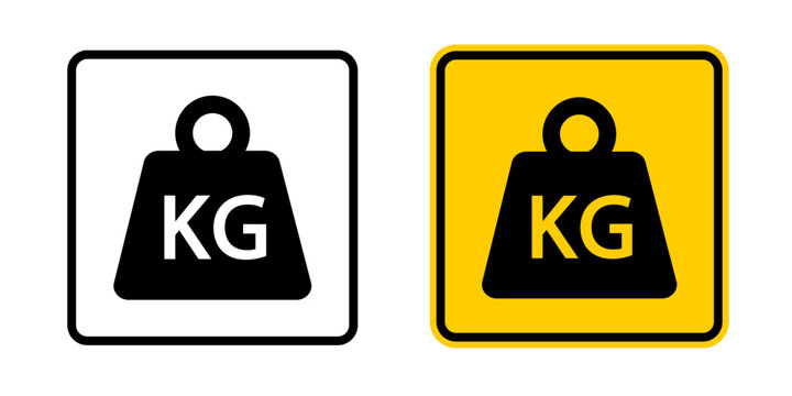 Heavy package shipping label icon set for package handling and cargo transport. Logistics and warehouse safety signs for storage, delivery and shipping operations