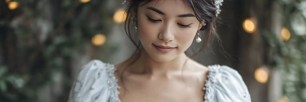 Asian woman dressed like fairy tale princess