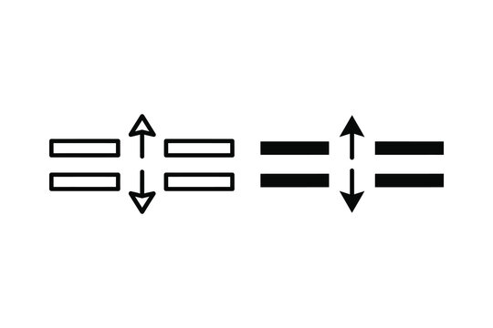 Arrows indicating vertical movement, line art and solid vector