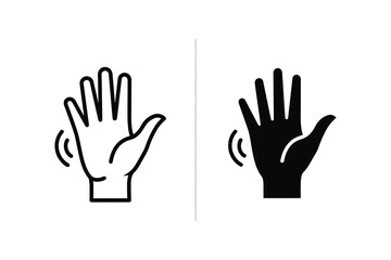 Obraz premium Waving hand vector illustration, line and solid style