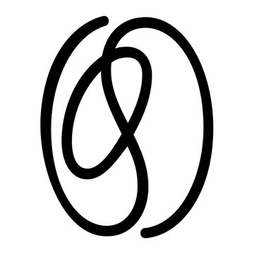 Vector illustration of a roasted coffee bean line icon showing a single oval bean with a center crease in smooth minimalist outline strokes ideal for cafe beverage and coffee brand design.
