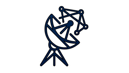 Obraz premium Vector illustration of a satellite internet dish pointing up line icon in simple flat style, perfect for satellite signal, broadband, and wireless communication themes.