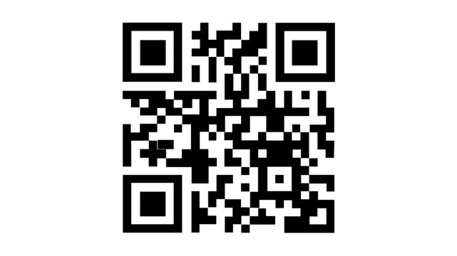 Vector illustration of a qr code matrix line icon in a simple flat style, ideal for barcode, data encoding, and quick response scanning themes.