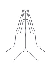 Wektorowa ilustracja złożonych dłoni – gest modlitwy, wdzięczności, medytacji lub powitania namaste. © Monika