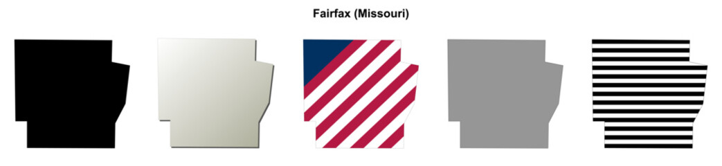 Obraz premium Fairfax (Missouri) blank outline map set