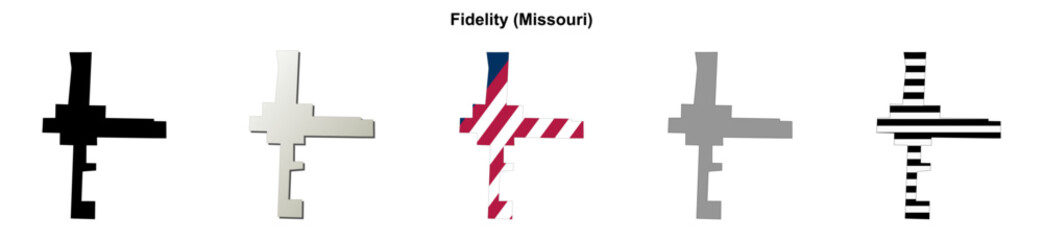 Obraz premium Fidelity (Missouri) blank outline map set