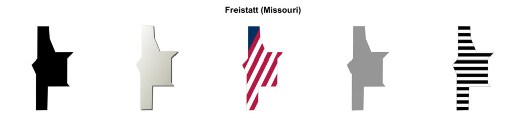 Obraz premium Freistatt (Missouri) blank outline map set