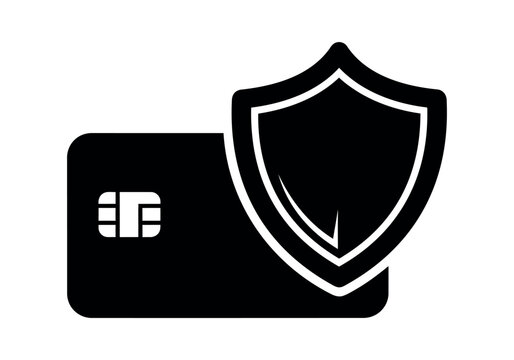 Credit card security shield icon vector for safe payment transaction and fraud protection