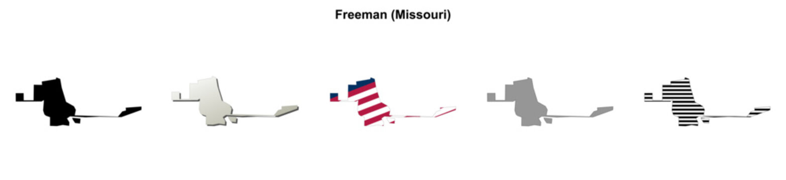 Freeman (Missouri) blank outline map set