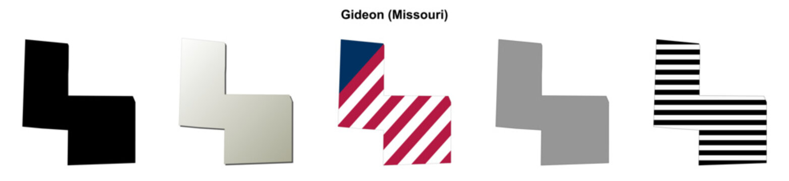 Gideon (Missouri) blank outline map set