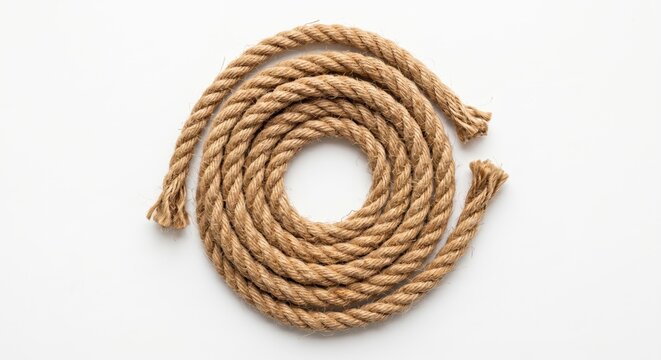 Coiled rope on white background