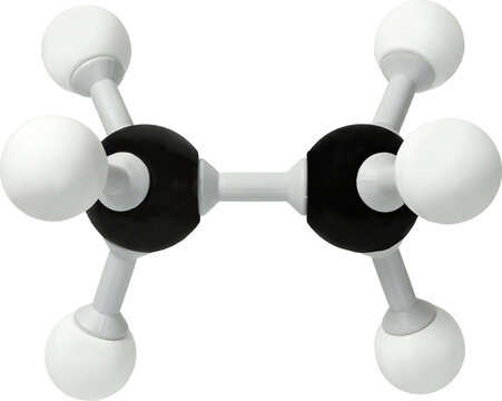 Model of ethane molecule isolated on white background