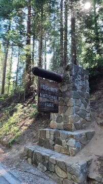 A scenic drive entering Yosemite National Park