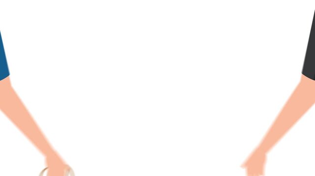 Shopping bag handoff flat animation with a hand handing over a shopping bag to another hand on white background and green screen. 4K animated for ecommerce, online shopping, retail, and delivery.