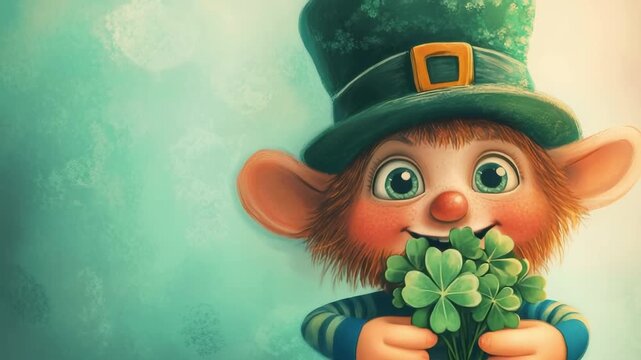 Leprechaun holding a clover