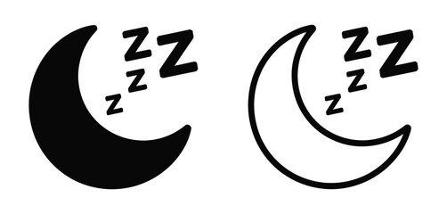 Crescent moon sleep icon with zzz, dream symbol for bedtime, relaxation, night rest, peaceful sleeping concept design. © GIBBI RWW