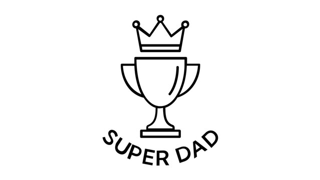 Vector illustration of a super dad badge line icon, ideal for Father's Day merchandise, family-friendly app designs, and parenting blog visual assets.