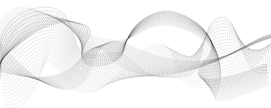 Gray wave pattern made of small dots on white background  abstract design element  modern visual effect transparent background