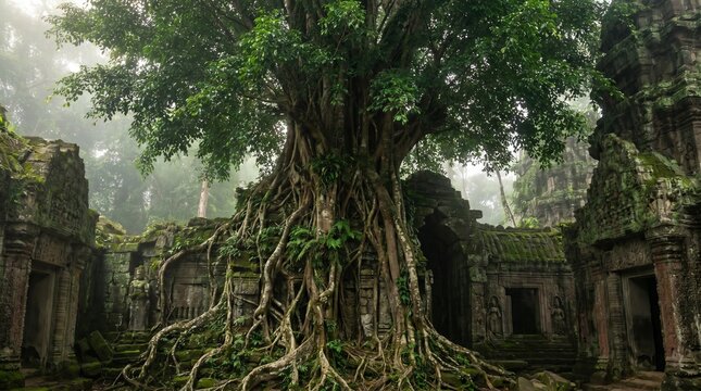 Ficus benjamina in a sunlit forest
