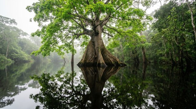 Pachira aquatica in a bright forest
