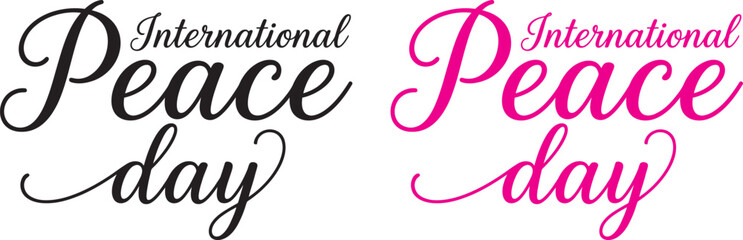 International peace day typography pink purple calligraphy designs for awareness © IMRAN