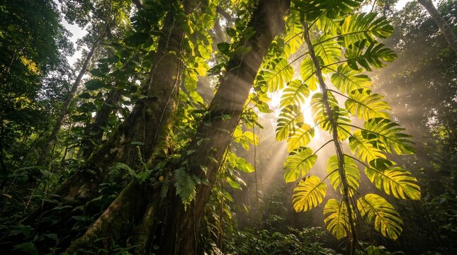 Giant pothos in a tropical rainforest