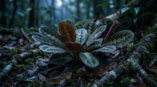 Maranta on a damp forest floor
