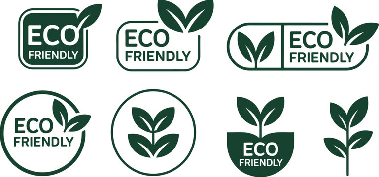 Eco friendly icons, ecologic food stamps and organic natural food labels for sustainable packaging green products healthy nutrition and environmental branding.