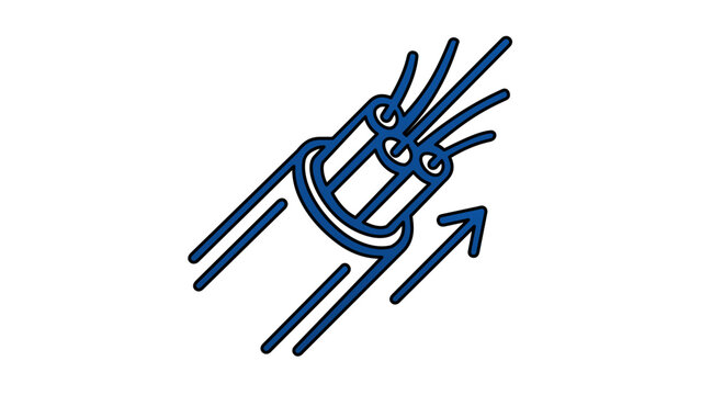 Vector illustration of a fast fiber optic cable wire line icon representing a data transmission cable with fiber strands used in enterprise networking and high-speed connectivity solutions.
