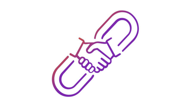 Vector illustration of a link chain affiliate marketing connection line icon showing interlocked rings representing digital partnership programs and referral revenue networks