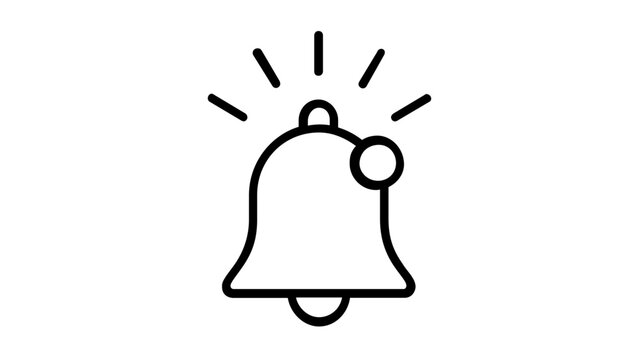 Vector illustration of a notification bell actively ringing line icon representing real-time push alerts and app notification systems in a clean minimalist outlined vector design.